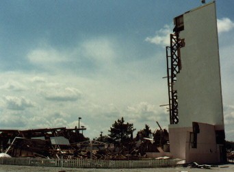 Damage from insided the Drive-In
